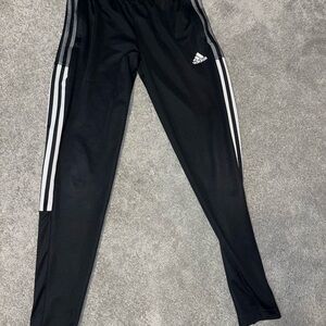 Adidas Kids Black Joggers with White Stripes